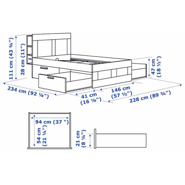 Кровать Ikea Brimnes Luroy 160 x 200 см / ЛДСП / Белый photo 8