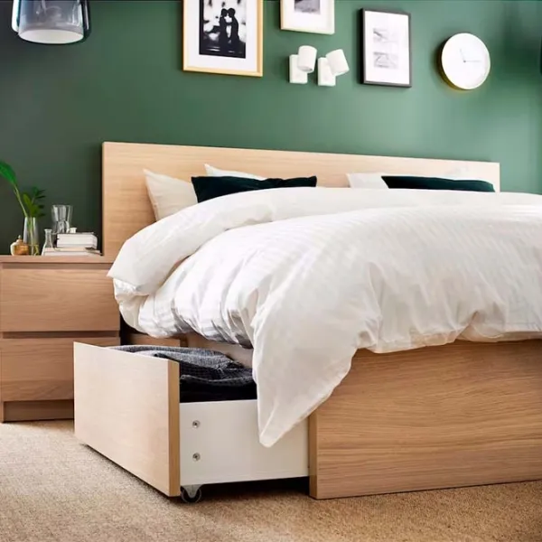 Кровать Ikea Malm/Lonset 4 180 x 200 см / Шпон / Дуб белёный photo 7