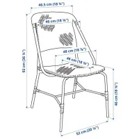 Садовый стул Ikea Vassholmen Сталь / Искусственный ротанг / Белый Черный photo 2