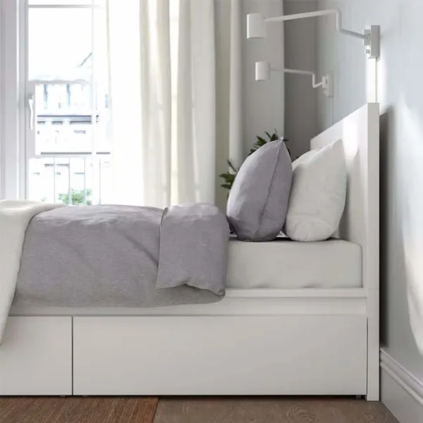 Кровать Ikea Malm/Lonset 140 x 200 см / Шпон / Белый photo 6