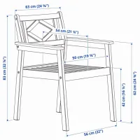 Scaun de grădină Ikea Bondholmen Masiv / Masiv / White White photo 6