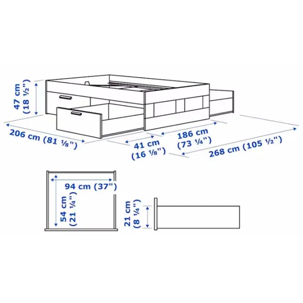Кровать Ikea Brimnes 180 x 200 см / ДСП / Белый photo 6