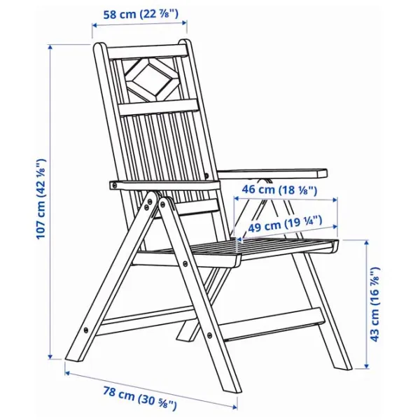 Садовый стул Ikea Bondholmen Массив / Массив / Белый White photo 8