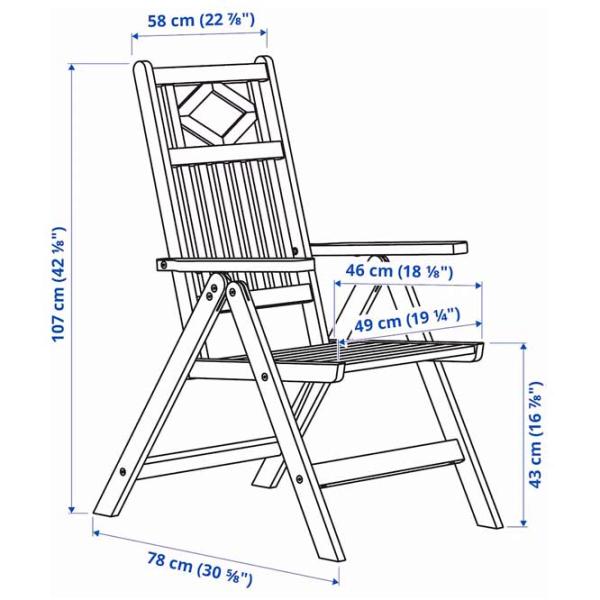 Садовый стул Ikea Bondholmen Массив / Массив / Белый White photo 8
