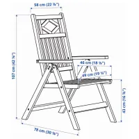 Садовый стул Ikea Bondholmen Массив / Массив / Белый White photo 8
