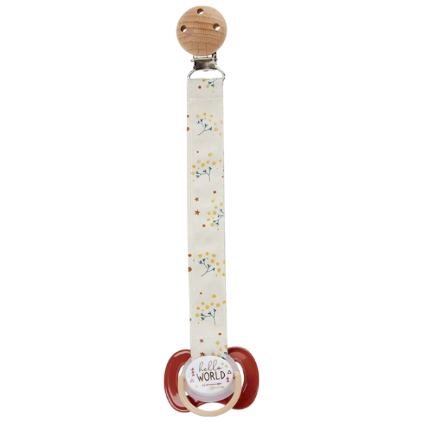 Clip pentru suzetă universal Premaman Flowers Unisex / 0 luni - / Latex, silicon / Beige photo 1