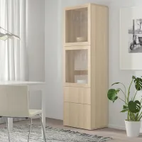 Dulap cu vitrină Ikea Besta PAL / Whitewashed Oak photo 2