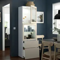 Dulap cu vitrină Ikea Besta PAL / Beige photo 3