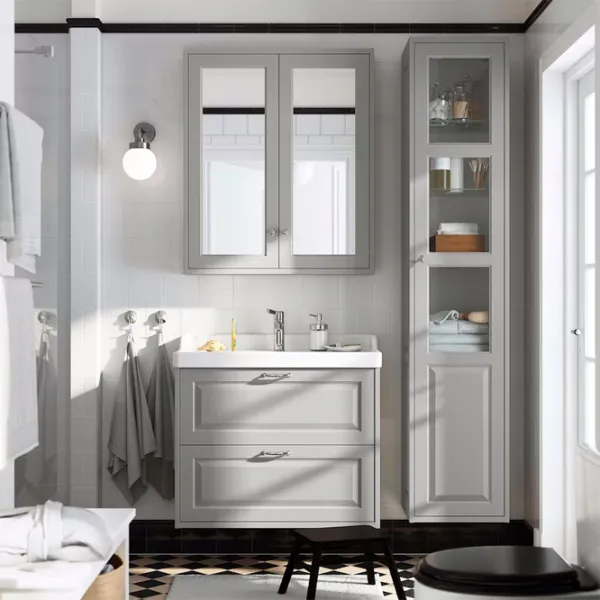 Шкаф пенал Ikea Tannforsen Настенная / ДСП / Серый photo 2