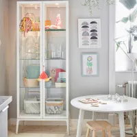 Dulap cu vitrină Ikea Milsbo Metal / White photo 3