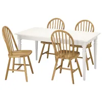 Обеденные стол со стульями Ikea Ingatorp/Skogsta Прямоугольная / ДСП / Белый