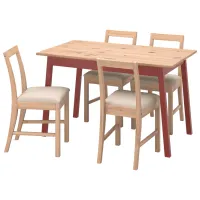 Set masă și scaune Ikea Pinntorp/Katorp Dreptunghiulară / Lemn / Beige
