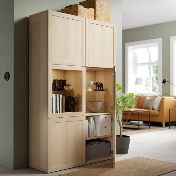Dulap cu vitrină Ikea Besta PAL / Whitewashed Oak photo 3