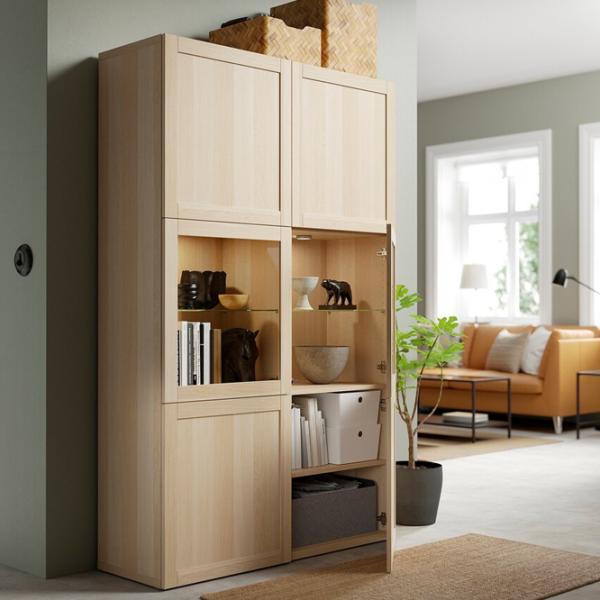 Dulap cu vitrină Ikea Besta PAL / Whitewashed Oak photo 3