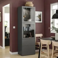 Dulap cu vitrină Ikea Besta PAL / Dark grey photo 2