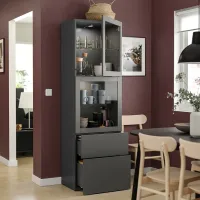 Dulap cu vitrină Ikea Besta PAL / Dark grey photo 3