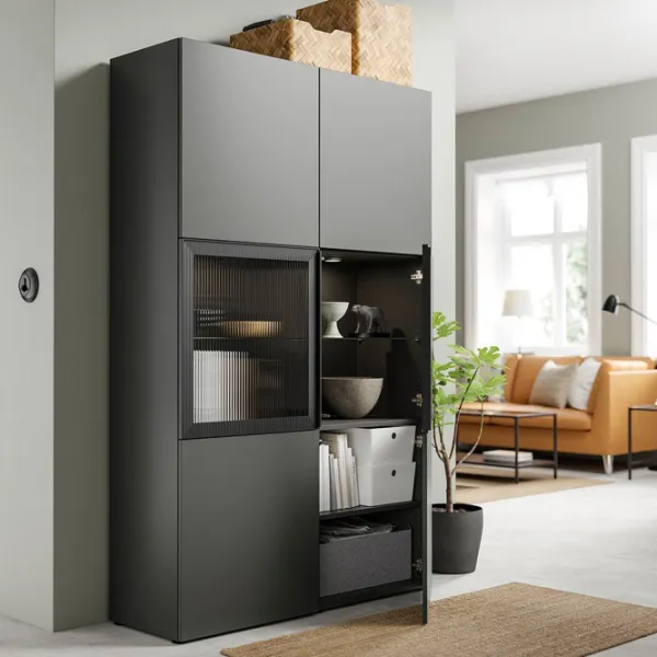 Dulap cu vitrină Ikea Besta Sticlă / Anthracite photo 2