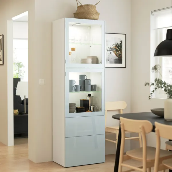Dulap cu vitrină Ikea Besta Sticlă / Light Blue photo 2