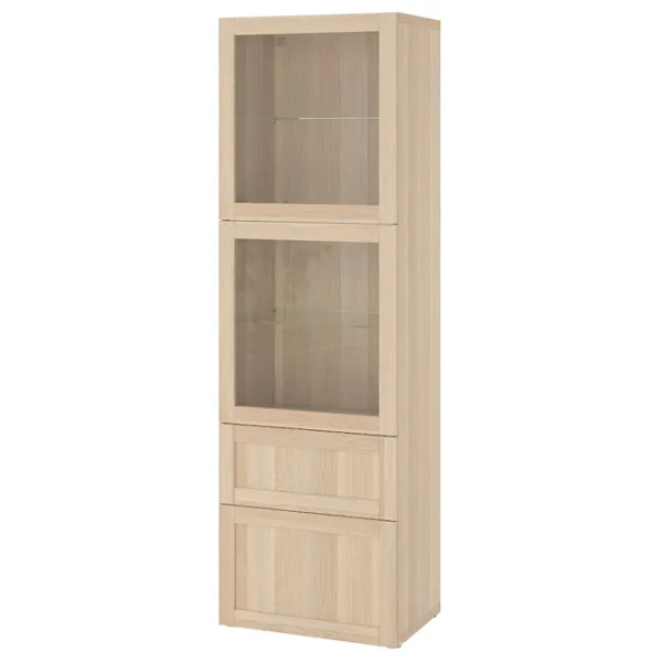 Dulap cu vitrină Ikea Besta Sticlă / Whitewashed Oak photo 1