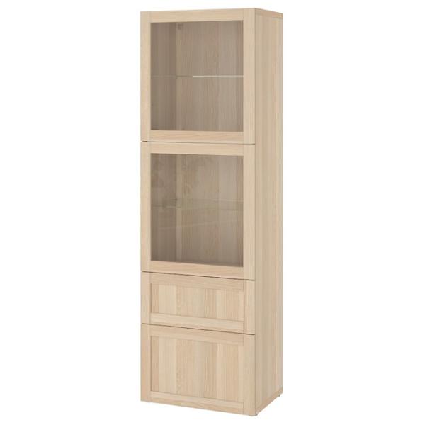 Dulap cu vitrină Ikea Besta Sticlă / Whitewashed Oak photo 1