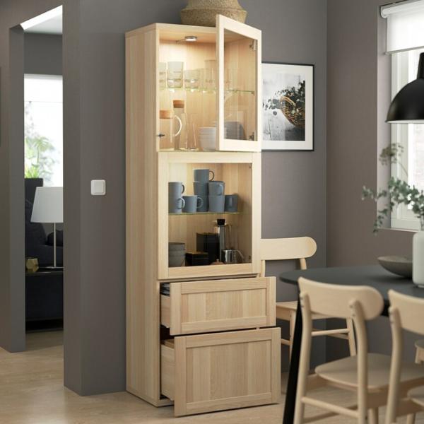 Dulap cu vitrină Ikea Besta Sticlă / Whitewashed Oak photo 2