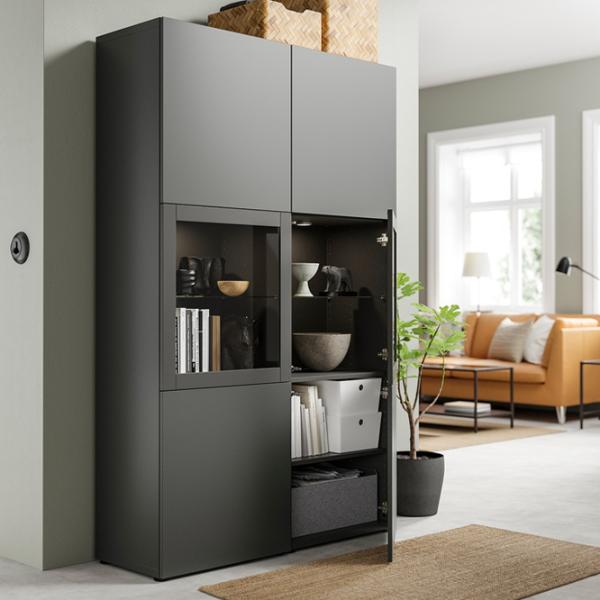 Dulap cu vitrină Ikea Besta Sticlă / Dark grey photo 2