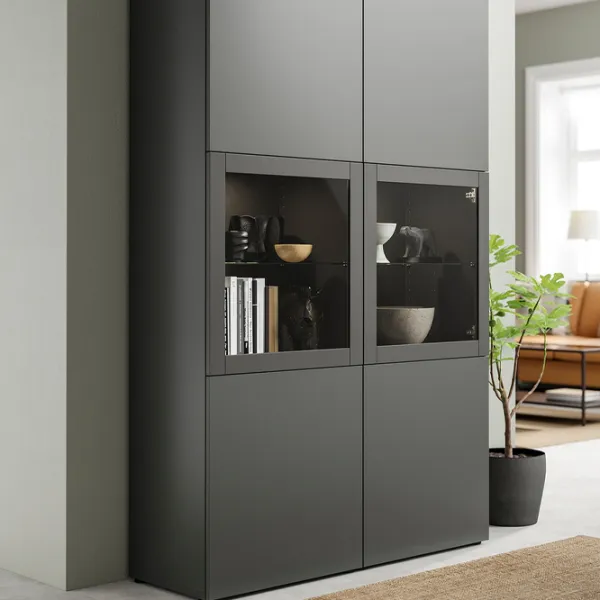 Dulap cu vitrină Ikea Besta Sticlă / Dark grey photo 3