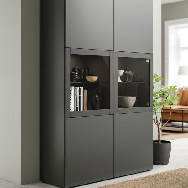 Dulap cu vitrină Ikea Besta Sticlă / Dark grey photo 3