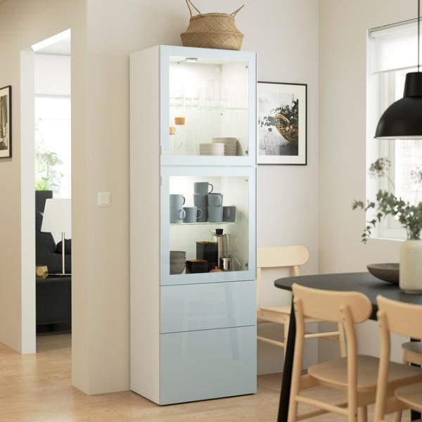 Dulap cu vitrină Ikea Besta/Selsviken PAL / Light Blue photo 2 Dulap cu vitrină Ikea Besta/Selsviken PAL / Light Blue photo 2