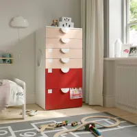 Comodă Ikea Smastad/Platsa 123 x 60 x 57 / MDF / Mesteacăn Alb Roșu photo 4