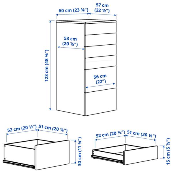Комод Ikea Smastad/Platsa 123 x 60 x 57см / МДФ / Белая Береза Красный photo 5
