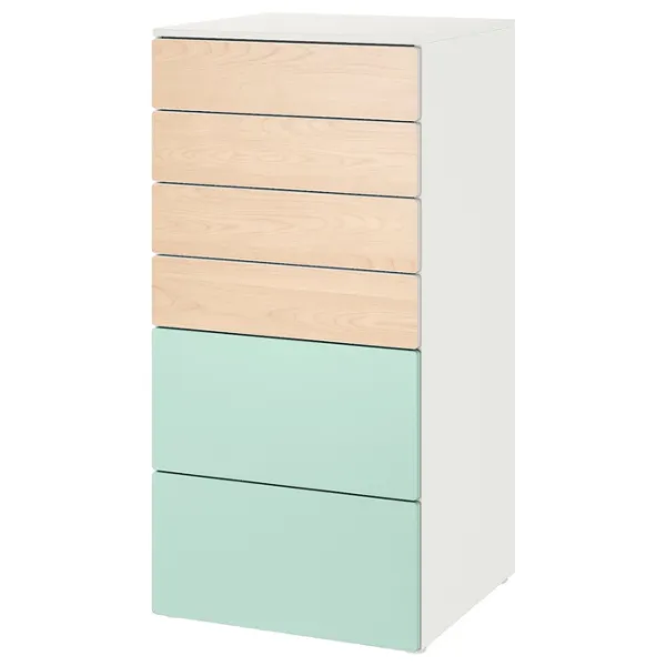 Comodă Ikea Smastad/Platsa 123 x 60 x 57 / MDF / Mesteacăn Alb Verde deschis photo 1