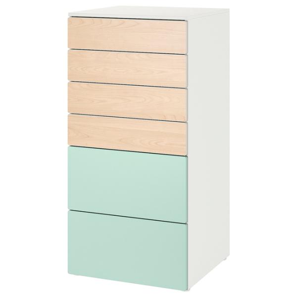 Comodă Ikea Smastad/Platsa 123 x 60 x 57 / MDF / Mesteacăn Alb Verde deschis photo 1