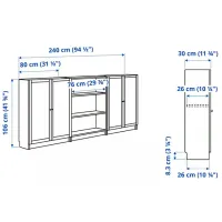 Comodă Ikea Billy/Oxberg 106 x 240 x 30 / MDF / Alb photo 2