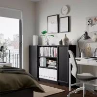 Comodă Ikea Billy/Oxberg 106 x 160 x 30 / MDF / Imitație Stejar Negru photo 2