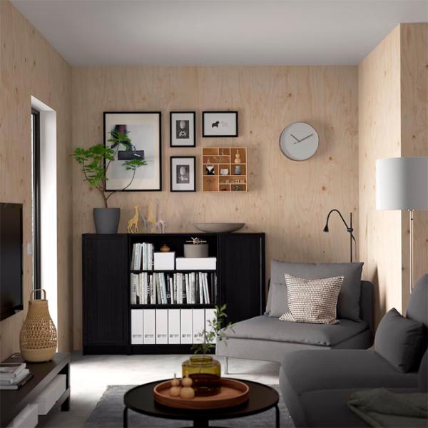Comodă Ikea Billy/Oxberg 106 x 160 x 30 / MDF / Imitație Stejar Negru photo 3