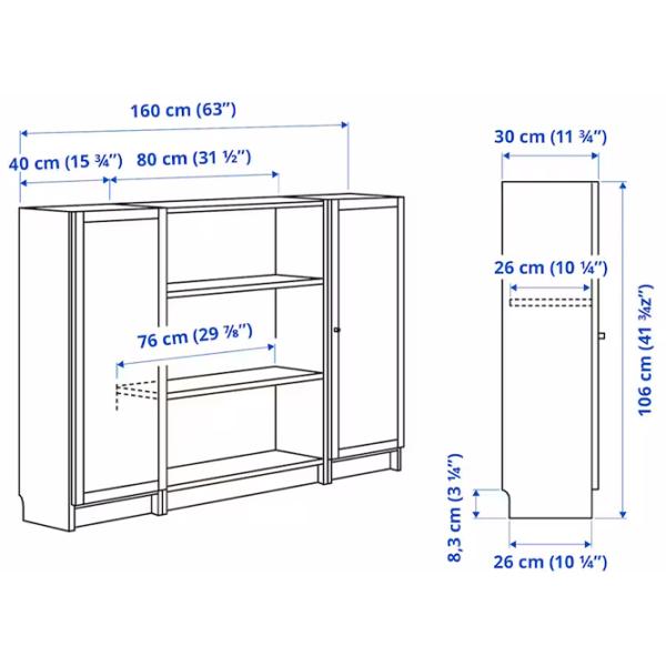 Comodă Ikea Billy/Oxberg 106 x 160 x 30 / MDF / Imitație Stejar Negru photo 7