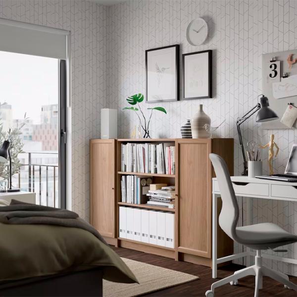 Comodă Ikea Billy/Oxberg 106 x 160 x 30 / MDF / Stejar photo 3