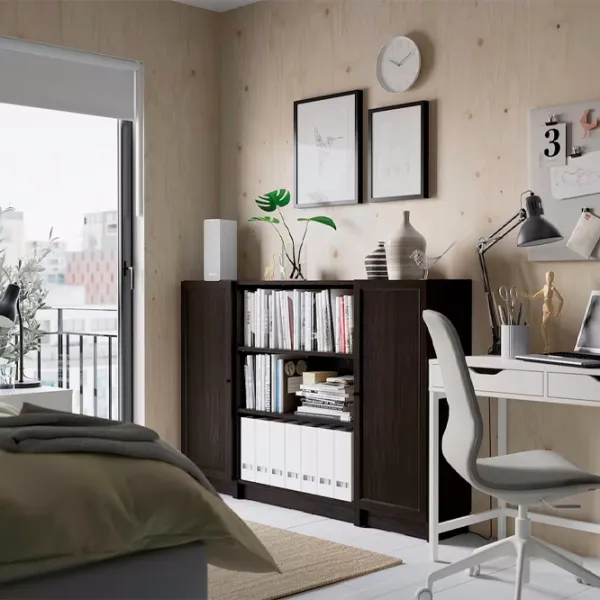 Comodă Ikea Billy/Oxberg 106 x 160 x 30 / MDF / Maro închis Aspect Stejar photo 3