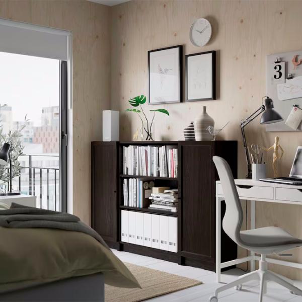 Comodă Ikea Billy/Oxberg 106 x 160 x 30 / MDF / Maro închis Aspect Stejar photo 3