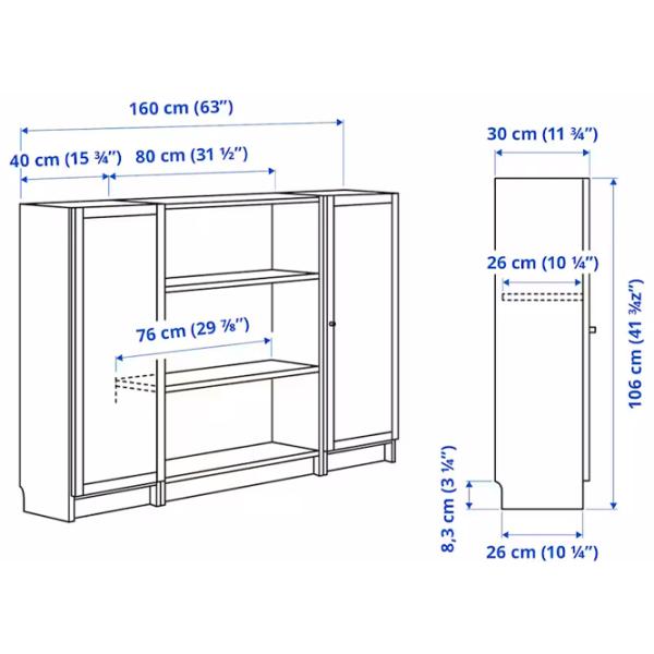 Comodă Ikea Billy/Oxberg 106 x 160 x 30 / MDF / Maro închis Aspect Stejar photo 6