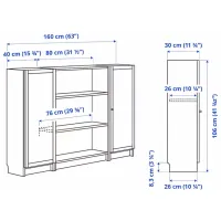 Comodă Ikea Billy/Oxberg 106 x 160 x 30 / MDF / Maro închis Aspect Stejar photo 6