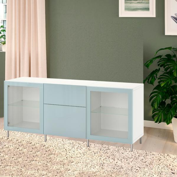 Kухонный шкаф Ikea Besta Light Blue / Стекло photo 1 Kухонный шкаф Ikea Besta Light Blue / Стекло photo 1