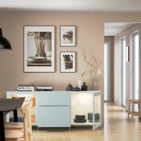 Kухонный шкаф Ikea Besta Light Blue / Стекло photo 5