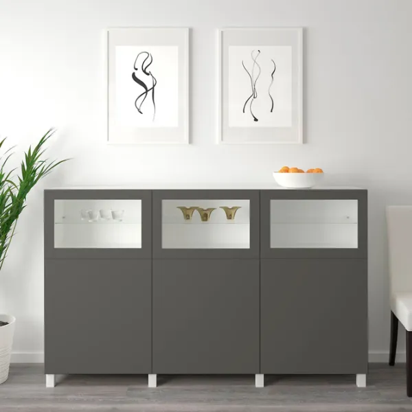 Dulap de bucătărie Ikea Besta/Lappviken/Sindvik Gray / Sticlă photo 3 Dulap de bucătărie Ikea Besta/Lappviken/Sindvik Gray / Sticlă photo 3