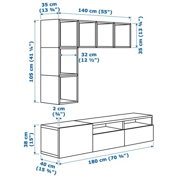Гостиная Ikea Besta/Eket Модульная / White photo 7