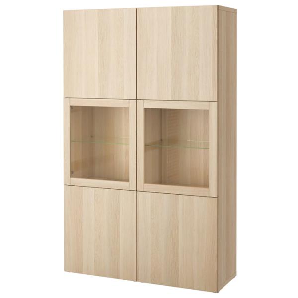Dulap cu vitrină Ikea Besta/Lappviken/Sindvik Sticlă / Whitewashed Oak photo 1