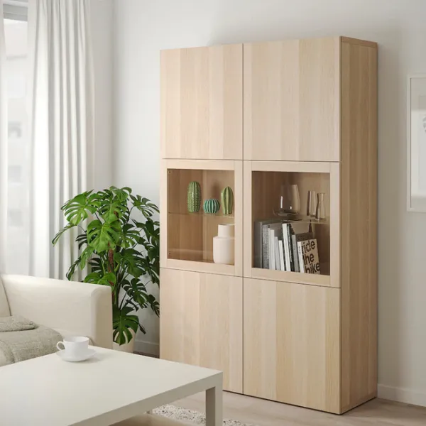 Dulap cu vitrină Ikea Besta/Lappviken/Sindvik Sticlă / Whitewashed Oak photo 3