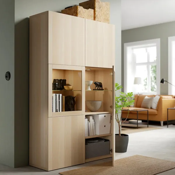 Dulap cu vitrină Ikea Besta/Lappviken/Sindvik Sticlă / Whitewashed Oak photo 4
