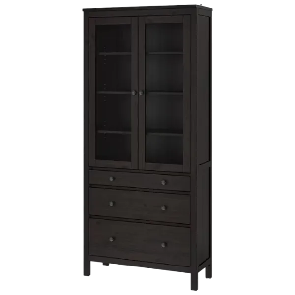 Dulap cu vitrină Ikea Hemnes 3 PAL / Black Brown photo 1 Dulap cu vitrină Ikea Hemnes 3 PAL / Black Brown photo 1